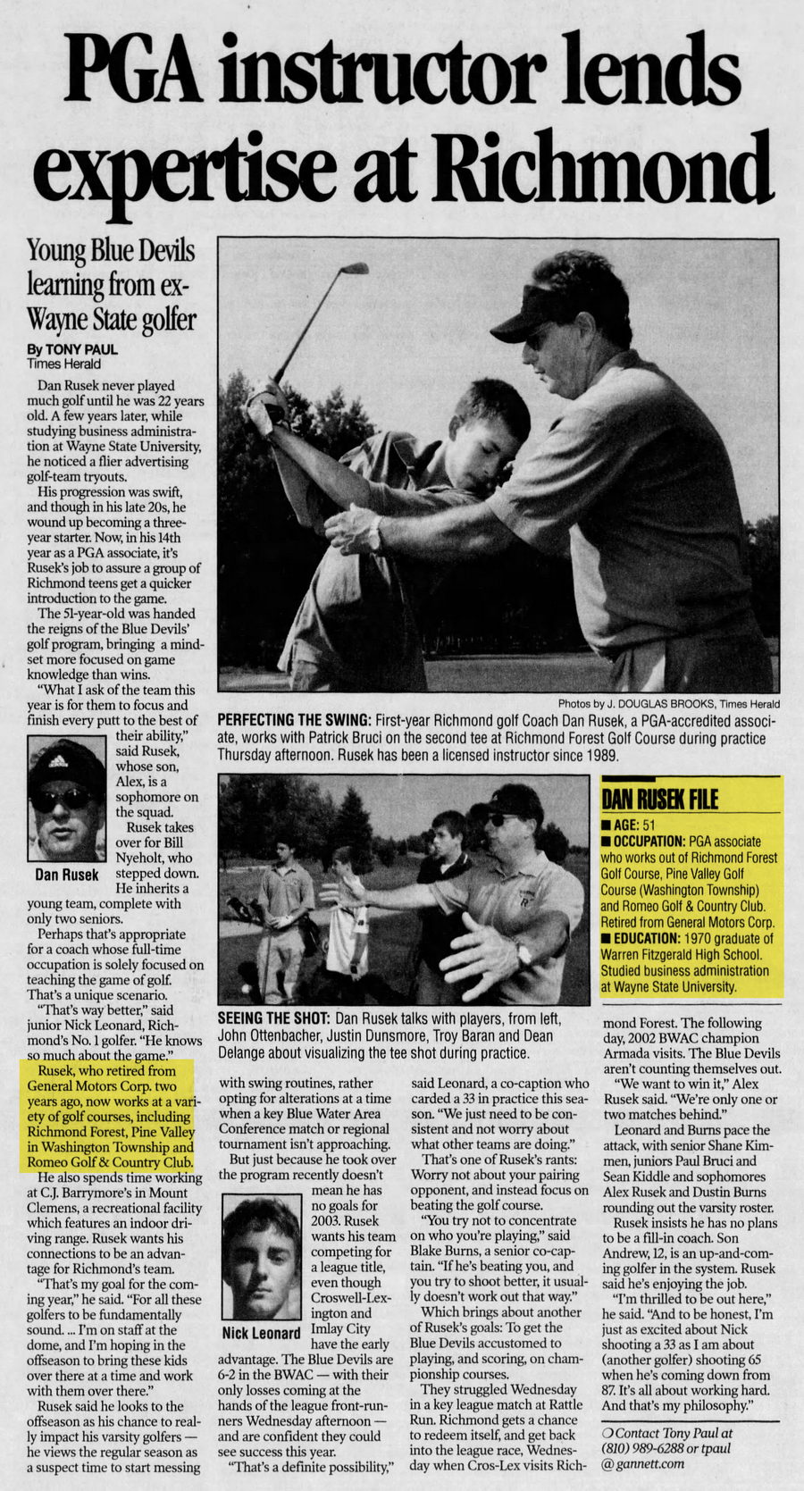 Romeo Golf & Country Club - Sep 12 2003 Article